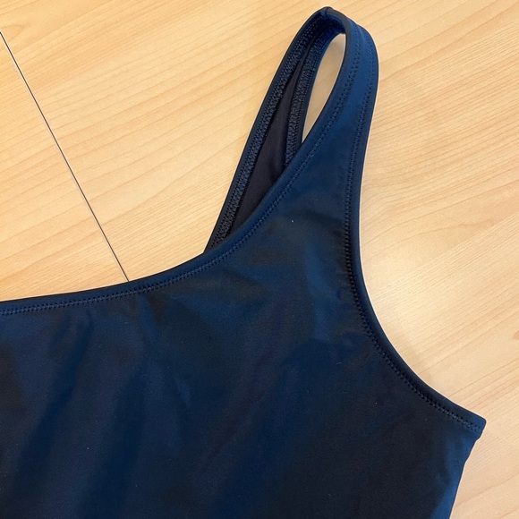 Aerie Black One-Shoulder Cut-Out Cheeky Swimsuit Size Medium No Padding - Picture 4 of 4